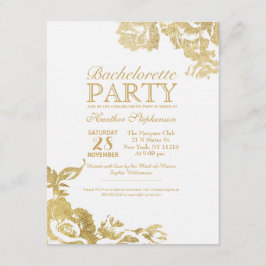 Elegant Enkel Modern Blommigt Guld Bachelorette Inbjudningar