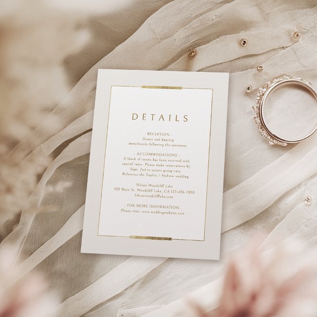 Elegant enkel modern bröllapsdekor tilläggskort (Framed Elegance Simple Modern Wedding Details Enclosure Card)