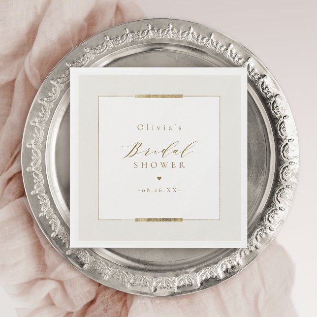 Elegant enkel modern bröllopsfest med klass pappersservett (Framed Elegance Simple Modern Classy Bridal Shower Napkins)