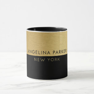Elegant Enkel modern Chic Guld och svart Mugg