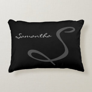 elegant enkel modern chic moderiktig monogramsvart prydnadskudde