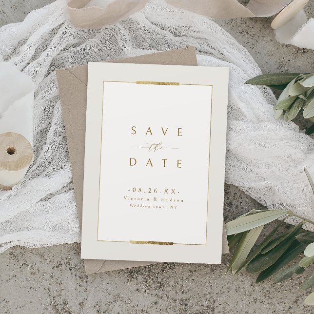 Elegant enkel modern klassisk bröllop spara datumet (Framed Elegance Simple Modern Classy Wedding Save The Date)