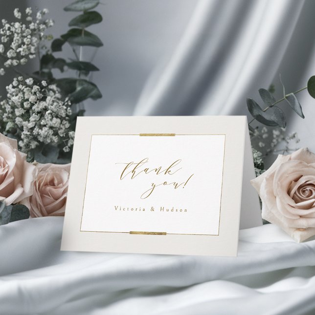 Elegant enkel modern klassisk bröllop tack kort (Framed Elegance Simple Modern Classy Wedding Thank You Card)