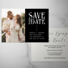 Elegant Enkel modern, minimal fotosvart med minima Inbjudningar