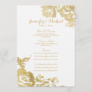 Elegant enkel modern rosa blom- guld- meny
