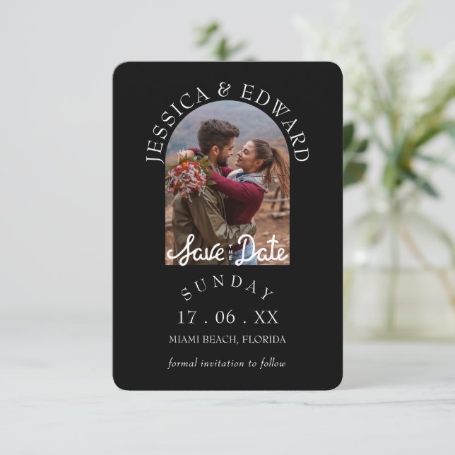 Elegant Enkel Modern Skript Foto Spara Datum Spara Datumet (Stående Fram)