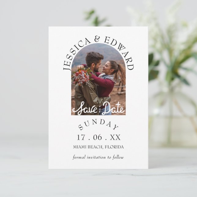 Elegant Enkel Modern Skriptfoto Spara Datum Datumet (Stående Fram)