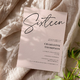 Elegant enkel modern svart  foto Sweet 16 Inbjudningar