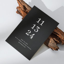 Elegant enkel modern svart minimalistisk bröllop spara datumet