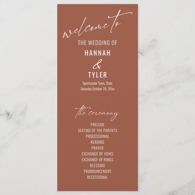 Elegant Enkel Modern Typografi Terrakotta Program (Framsida)