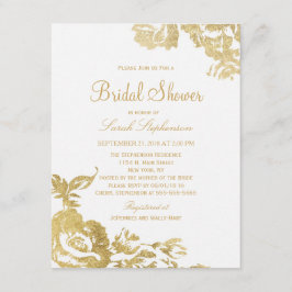 Elegant Enkel Möhippa för Modern Blommigt Guld Inbjudningar