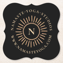 Elegant Enkel Monogram Black Guld Modern Underlägg Papper