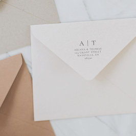 Elegant Enkel Monogram Bröllop Returadress Självfärgande Stämpel