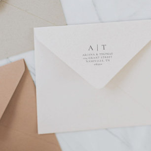 Elegant Enkel Monogram Bröllop Returadress Självfärgande Stämpel
