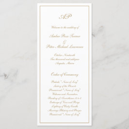 Elegant Enkel Monogram Formell Guld Bröllop Program