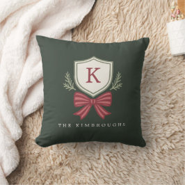 Elegant Enkel Monogram Grön Röd Slinga Jul Kudde