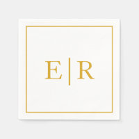 Elegant Enkel Monogram Guld Bröllop