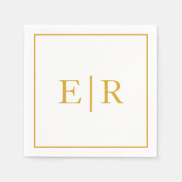 Elegant Enkel Monogram Guld Bröllop Pappersservett