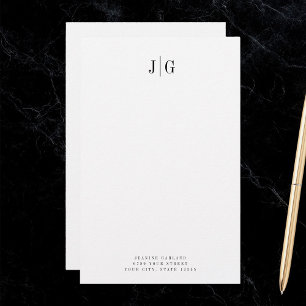 Elegant Enkel monogram minimal Professionell Brevpapper