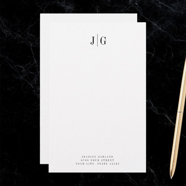 Elegant Enkel monogram minimal Professionell Brevpapper (Skapare uppladdad)