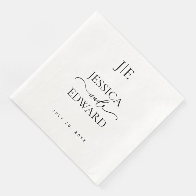 Elegant Enkel monogram Modern Chic Minimalt skript Pappersservett (Hörn)