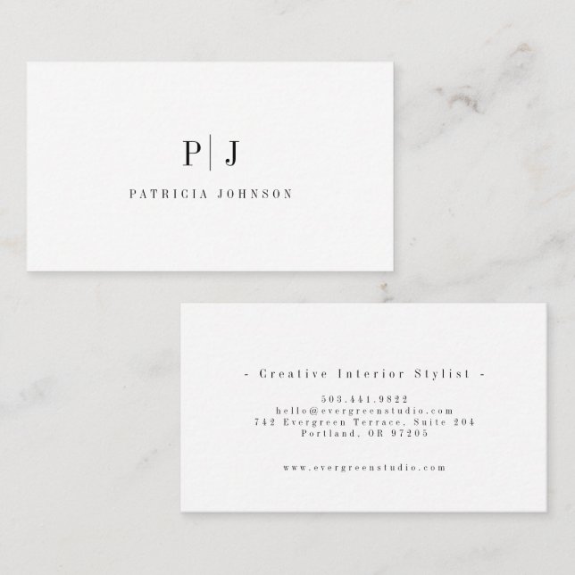 Elegant Enkel Monogram Professionell  Minimalistis Visitkort (Fram/baksida)