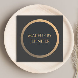Elegant Enkel Mörk Faux Guld Circle Makeup Aritst Fyrkantigt Visitkort