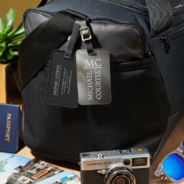 Elegant, enkel mörk skog Monogrammed personalize Bagagebricka