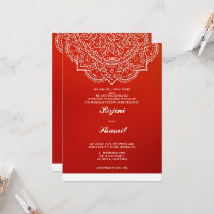 Elegant, enkel Orange Red Paisley Indian Hindu Inbjudningar