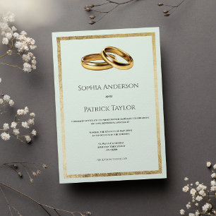 Elegant, enkel pastel grönt guld ringar Bröllop Inbjudningar