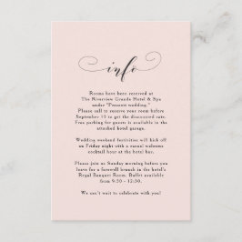 Elegant enkel Peach rosa bröllop-information Tilläggskort
