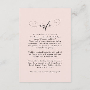 Elegant enkel Peach rosa bröllop-information Tilläggskort