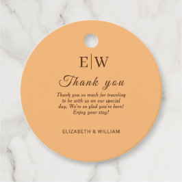 Elegant Enkel Persika Monogram Bröllop Gåvor Etiketter