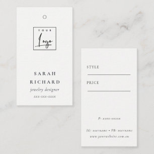 Elegant Enkel Pris Märkre för minimal vit Logotyp Visitkort