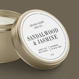 Elegant Enkel produktetikett för svartvitt ljus Runt Klistermärke