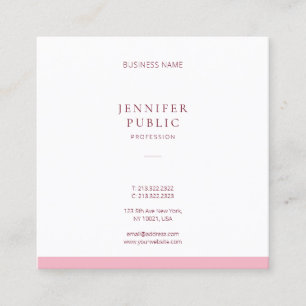 Elegant Enkel Professionell Rosa Vit modern Chic Fyrkantigt Visitkort