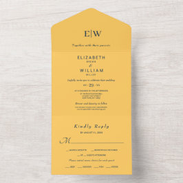 Elegant enkel Ray Flower med Monogram Bröllop