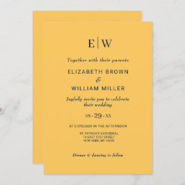 Elegant enkel Ray Flower med Monogram Bröllop Inbjudningar