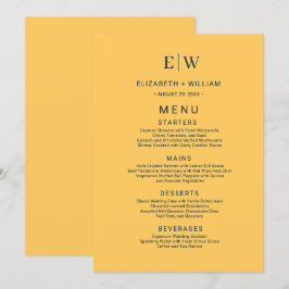 Elegant enkel Ray Flower med Monogram Bröllop Meny
