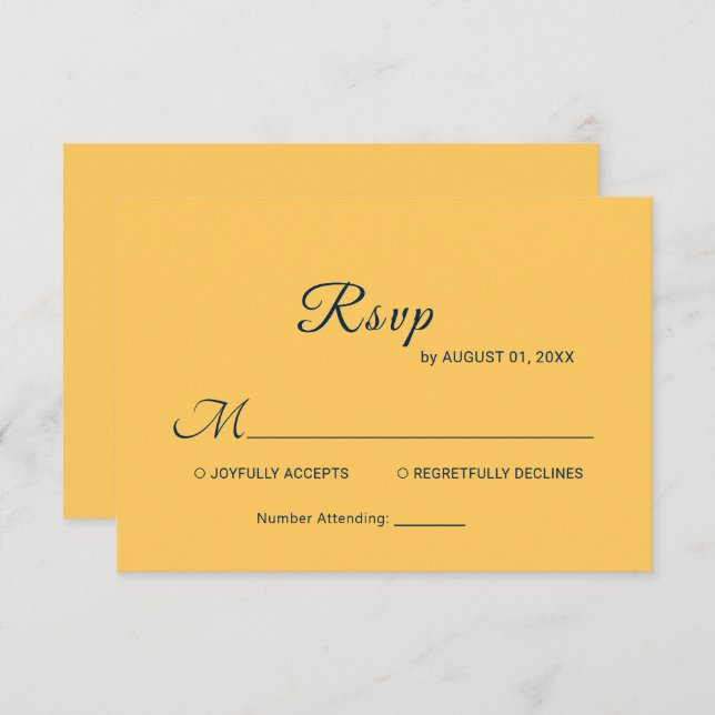 Elegant enkel Ray Flower med Monogram Bröllop OSA Kort (Fram/baksida)