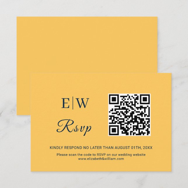 Elegant enkel Ray Flower med Monogram Bröllop OSA Kort (Fram/baksida)