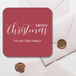 Elegant Enkel ren, frusen berry-jul Fyrkantigt Klistermärke<br><div class="desc">Elegant,  enkel,  ren,  frostig berry-julklapp med vit handskriven personlig snyggt text. Den här snyggten gör att du känner dig speciell den här julhelgen</div>