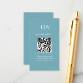 Elegant Enkel Retro Blå Bröllop med Monogram Tilläggskort