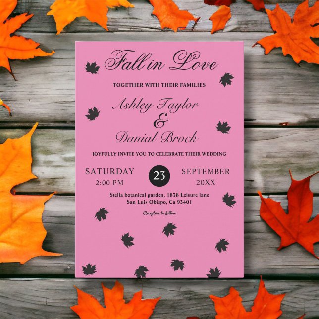 Elegant Enkel  Rosa Boho Rustic Fall Wedding Inbjudningar (Skapare uppladdad)