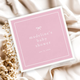 Elegant Enkel Rosa Flickor Baby Shower Pappersservett