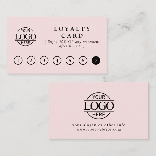 Elegant Enkel Rosa Kundbelöningar Lojalitetskort (Fram/baksida)