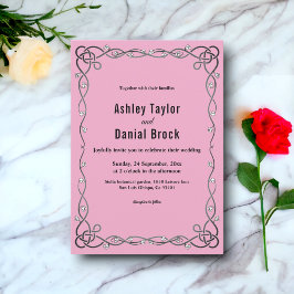 Elegant Enkel Rosa Modern Blommigt Bröllop Inbjudningar