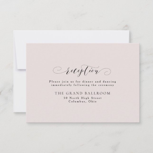 Elegant enkel rosafärgad mottagningskort inbjudningar (Framsida)