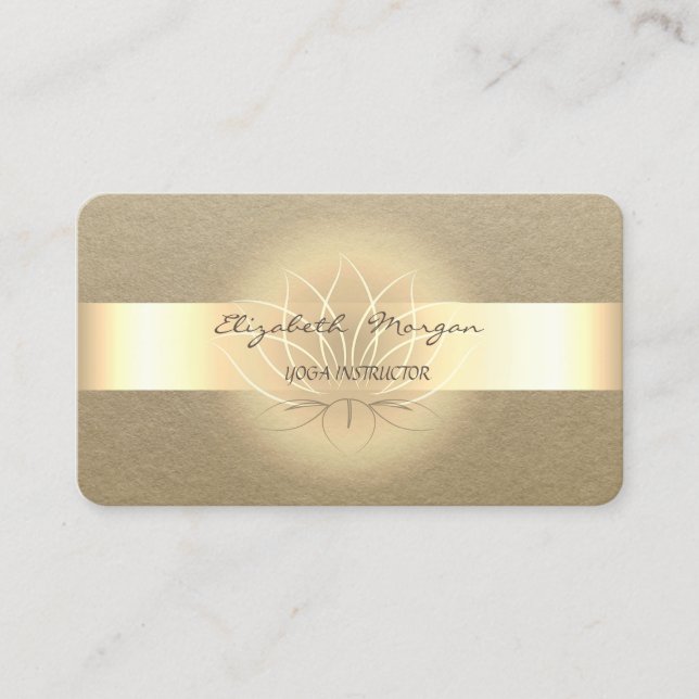 Elegant  Enkel,Rustik,Kraft Stripe,Guld Lotus Visitkort (Framsida)