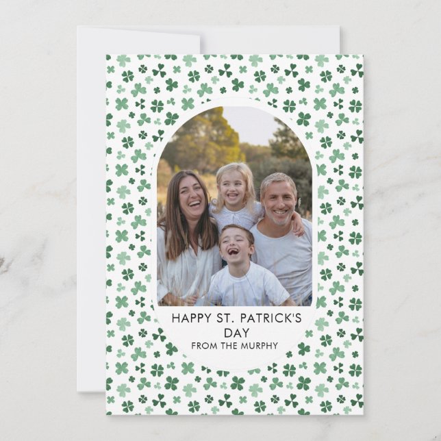 Elegant Enkel Shamrock Foto St. Patricks Dag Julkort (Framsida)